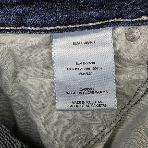 Silver Jeans Co Suki Bootcut Jeans Womens 34x31 Blue Wash Mid Rise Stretch - Picture 5 of 10